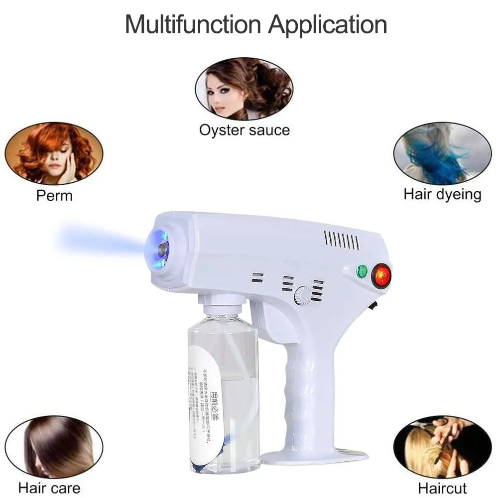 Hair Spray Nano Hair Steamer Nano Steam Gun Hair Coloring Hair Care Facial Skin Spa Humidifier 280ML Tank Blue Nano Mixed Vapor