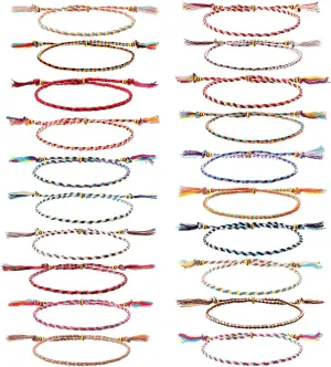 Hicarer 20 Pieces Nepal Woven Friendship Bracelets bulk Adjustable Handmade Ethnic Boho Colorful Braided Bracelets for Adults