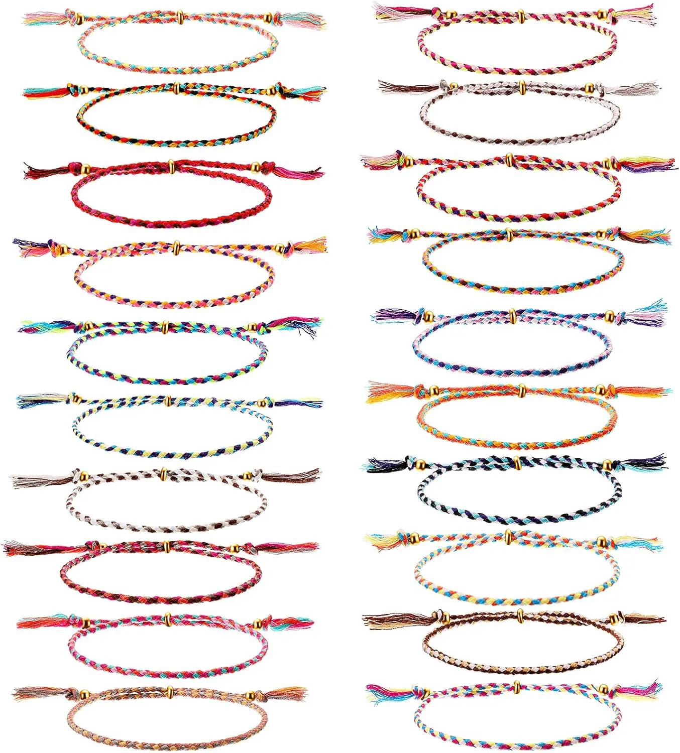 Hicarer 20 Pieces Nepal Woven Friendship Bracelets bulk Adjustable Handmade Ethnic Boho Colorful Braided Bracelets for Adults