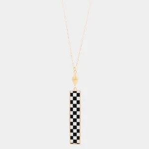 iLLASPARKZ Checkerboard Rectangle Pendant Long Necklace