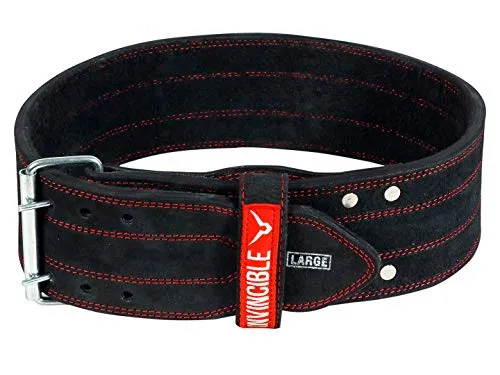 Invincible Heavy Duty Leather Weight Lifting Gym Belt for Heavy Workout for Men & Women 4"