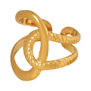 Irregular Design Titanium Steel Electroplated Gold Open Ring - Customizable Women's Jewelry