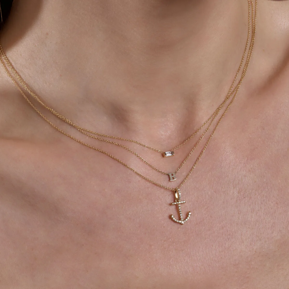 Letter V - 14k Gold Initial Necklace