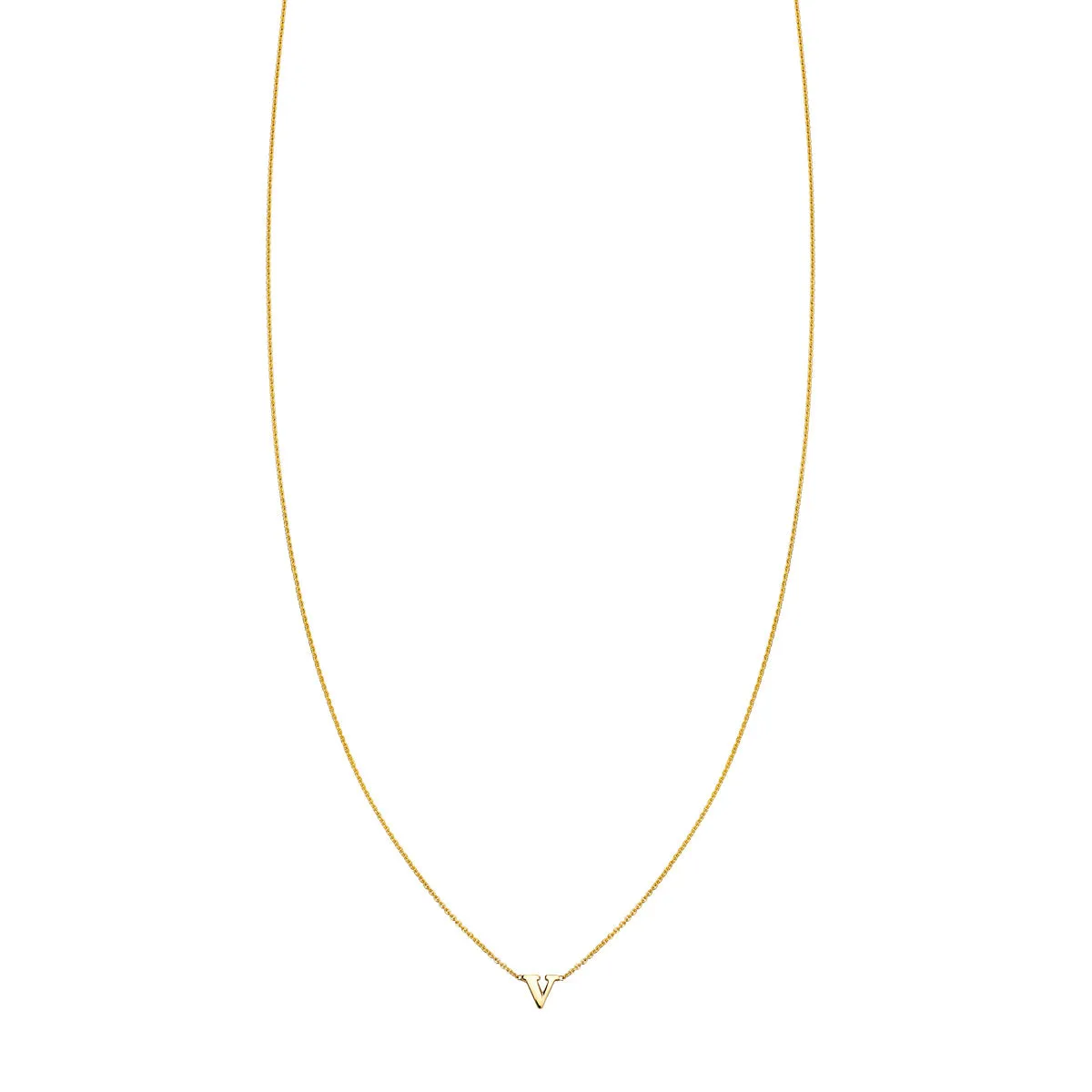 Letter V - 14k Gold Initial Necklace