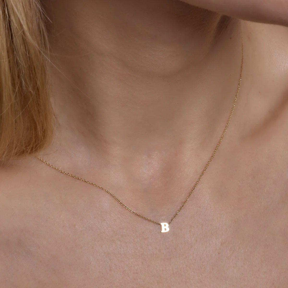 Letter V - 14k Gold Initial Necklace