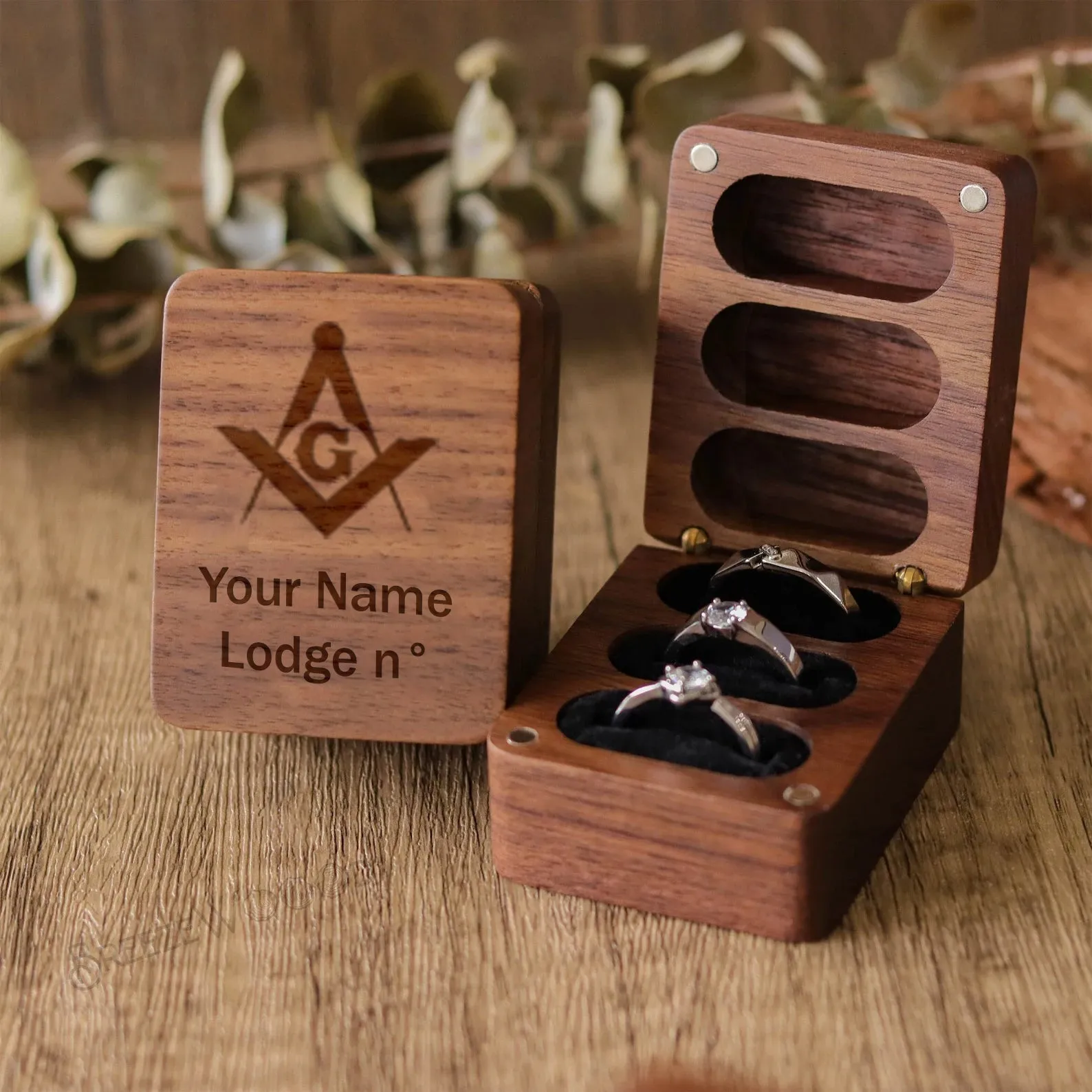 Master Mason Blue Lodge Jewelry Box - Wooden Customizable