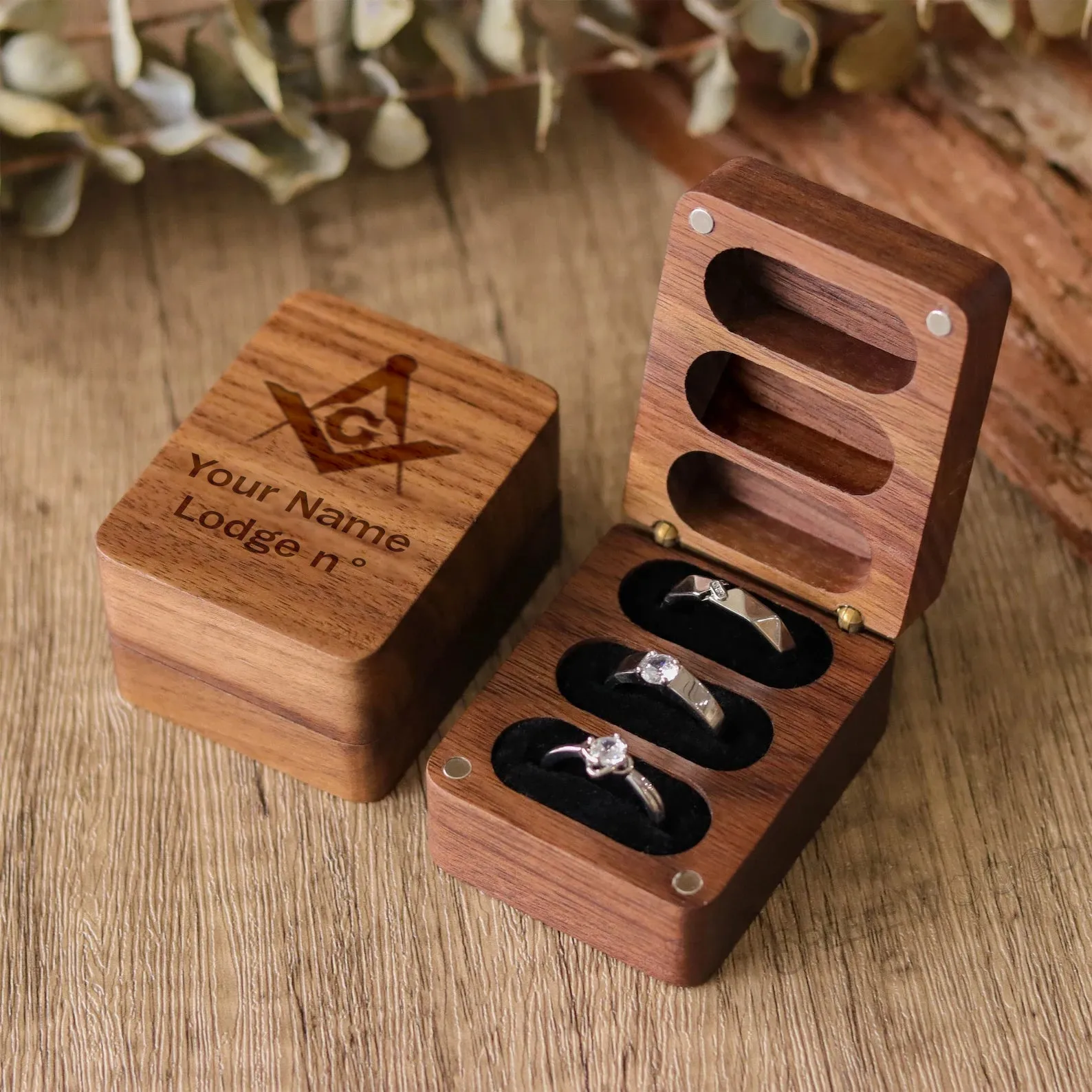 Master Mason Blue Lodge Jewelry Box - Wooden Customizable