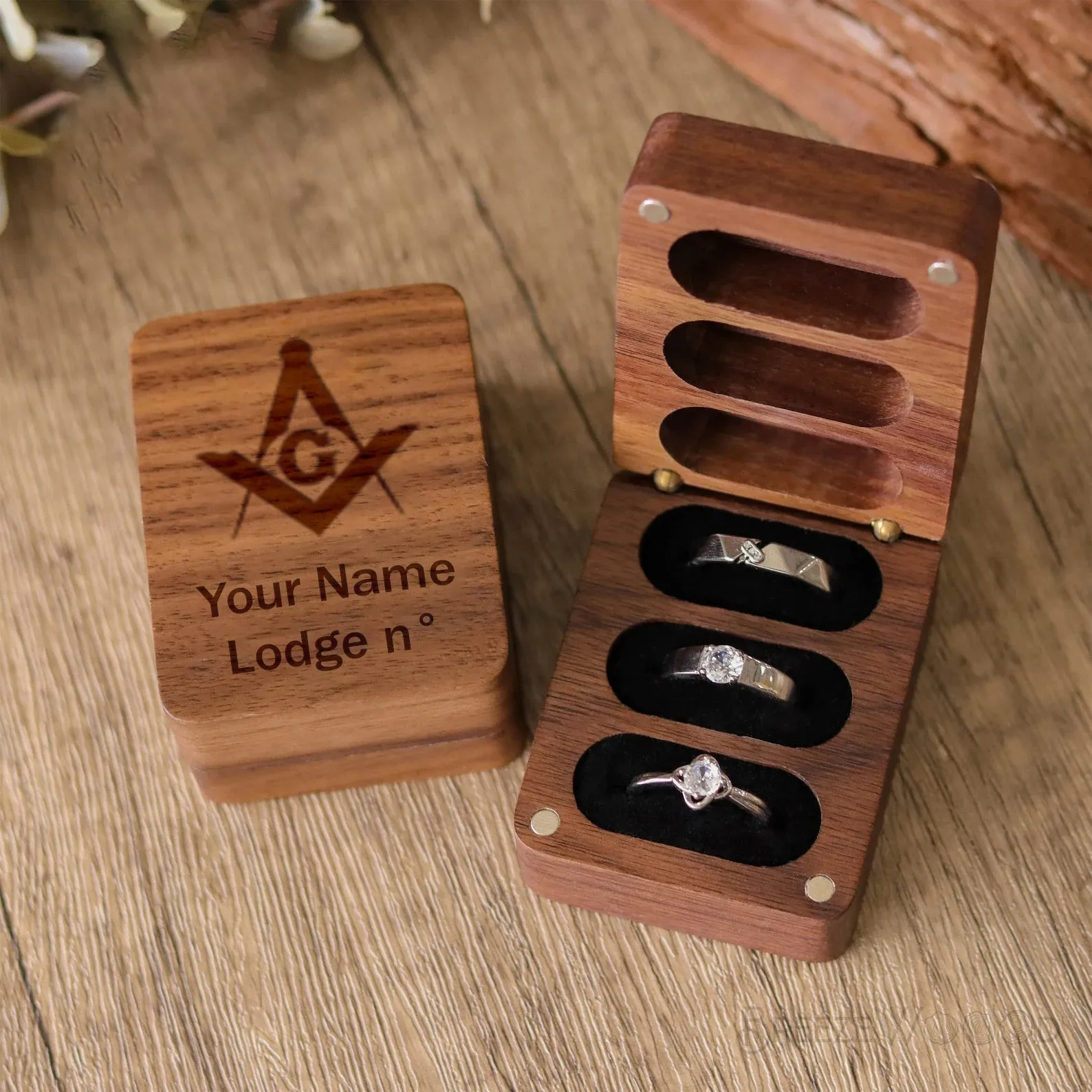 Master Mason Blue Lodge Jewelry Box - Wooden Customizable