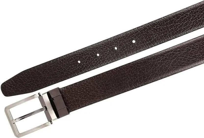 Men Evening, Party, Formal, Casual Black Genuine Leather Reversible Belt (Size: 40)