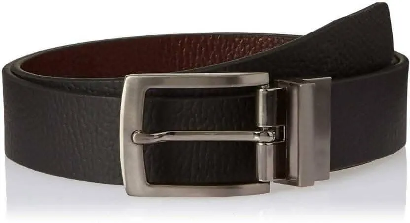 Men Evening, Party, Formal, Casual Black Genuine Leather Reversible Belt (Size: 42)