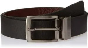 Men Evening, Party, Formal, Casual Black Genuine Leather Reversible Belt (Size: 42)