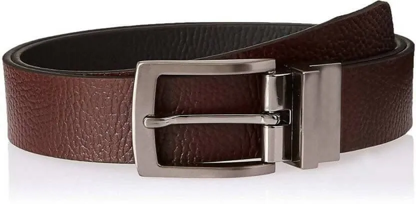Men Evening, Party, Formal, Casual Black Genuine Leather Reversible Belt (Size: 42)