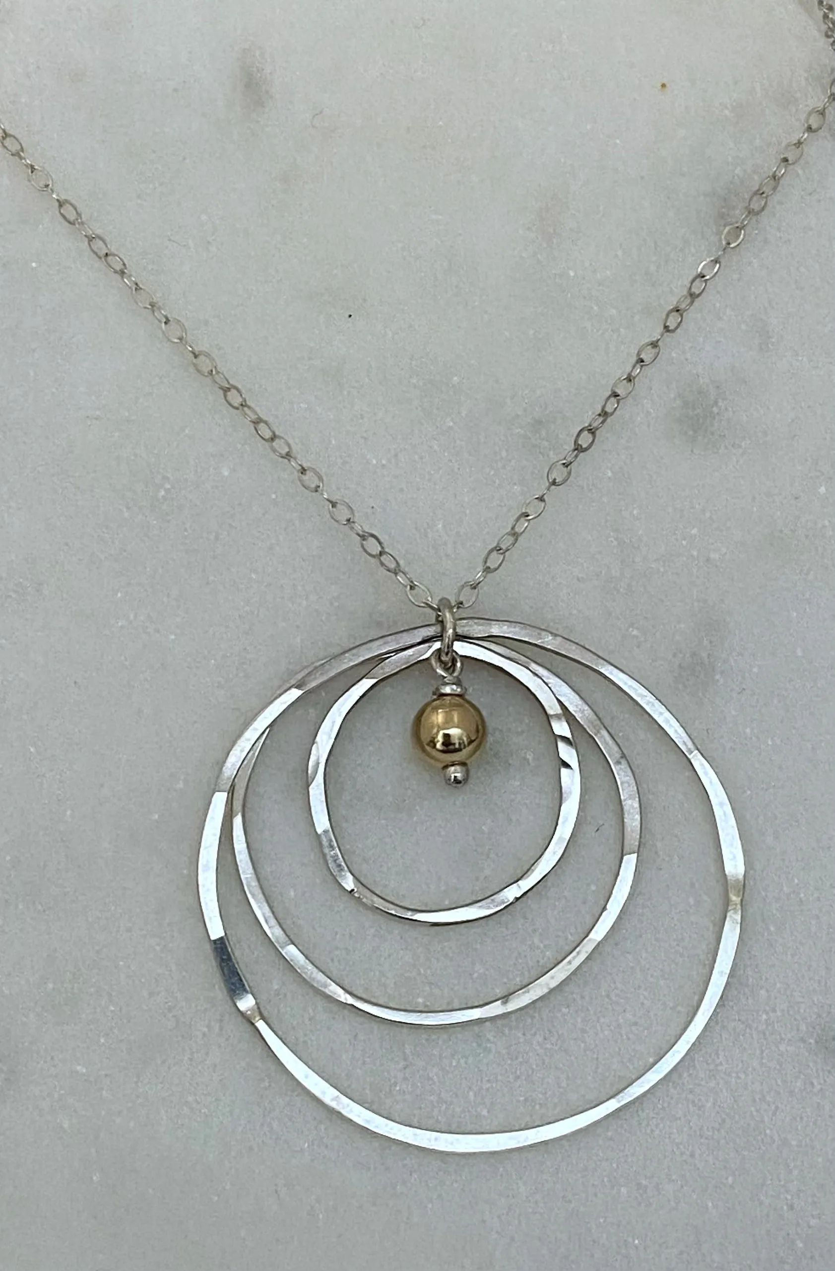 Mixed metals hoop necklace