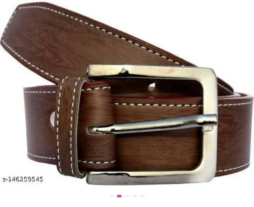 Multispace Combo Brown Belt And Wallet Men's Artificial Leather Combo (Red)