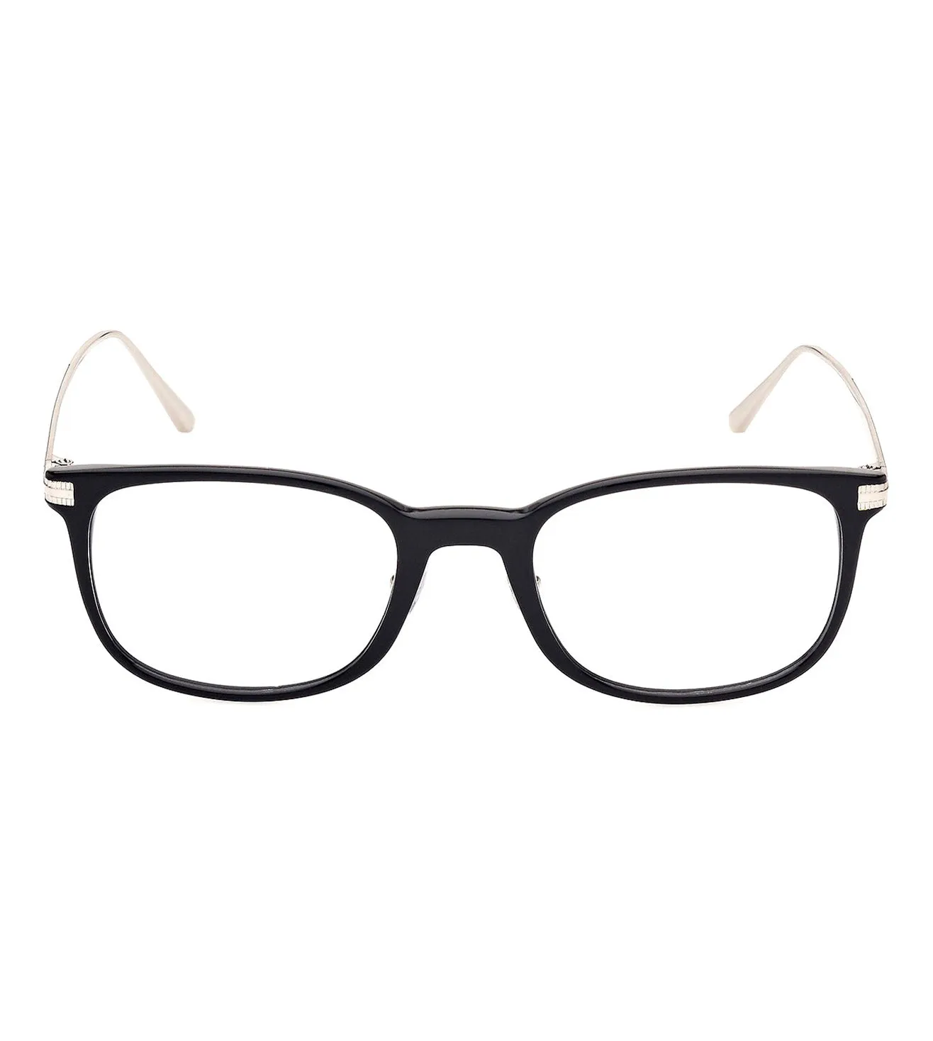 Omega Men's Shiny Black Rectangular Optical Frame