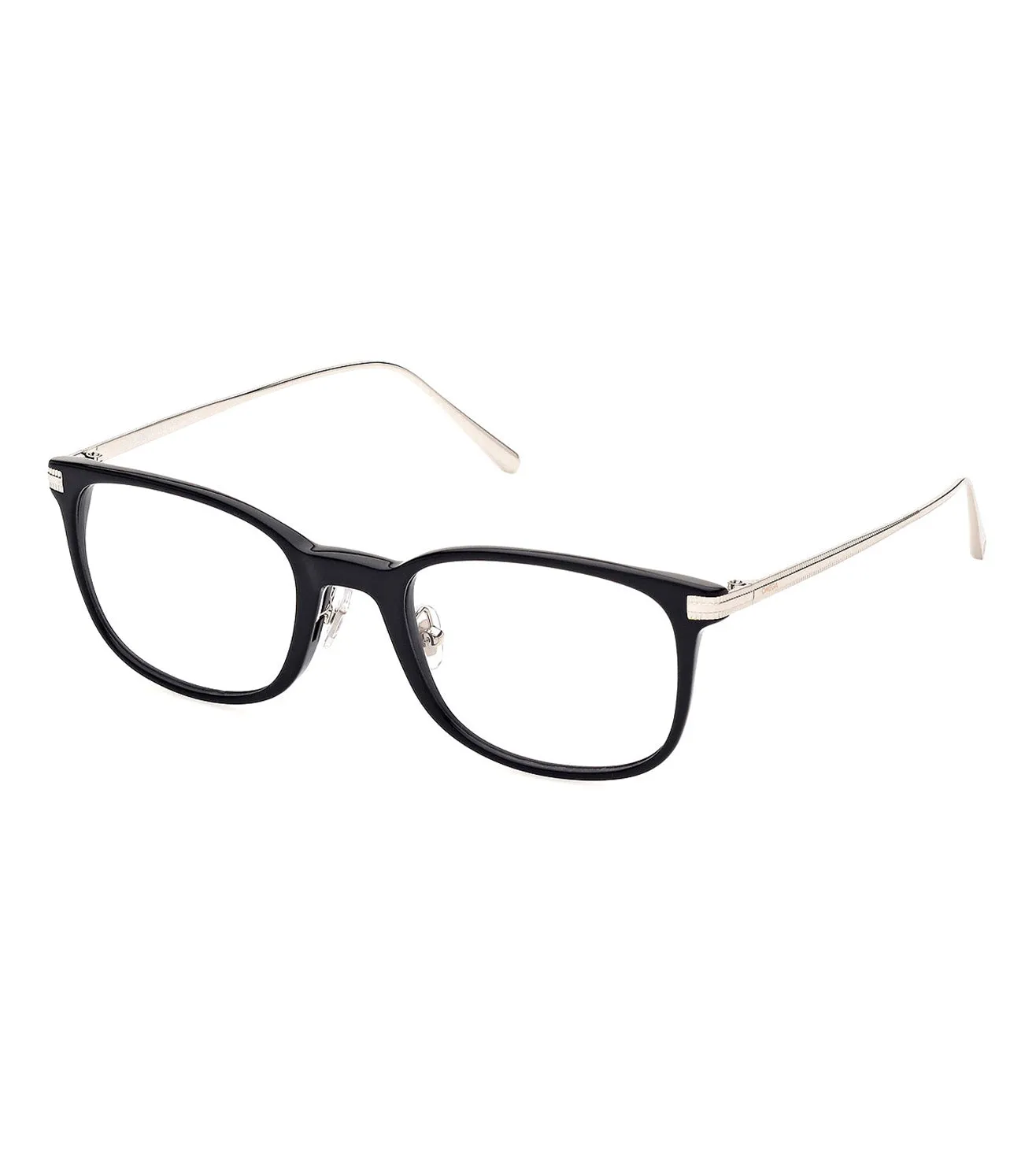 Omega Men's Shiny Black Rectangular Optical Frame