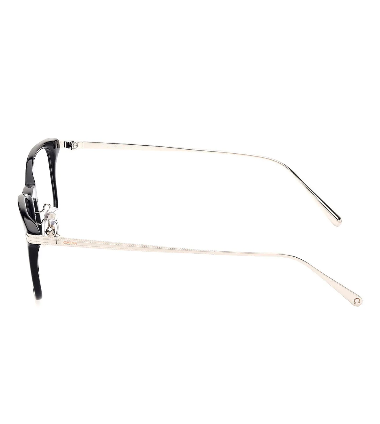 Omega Men's Shiny Black Rectangular Optical Frame
