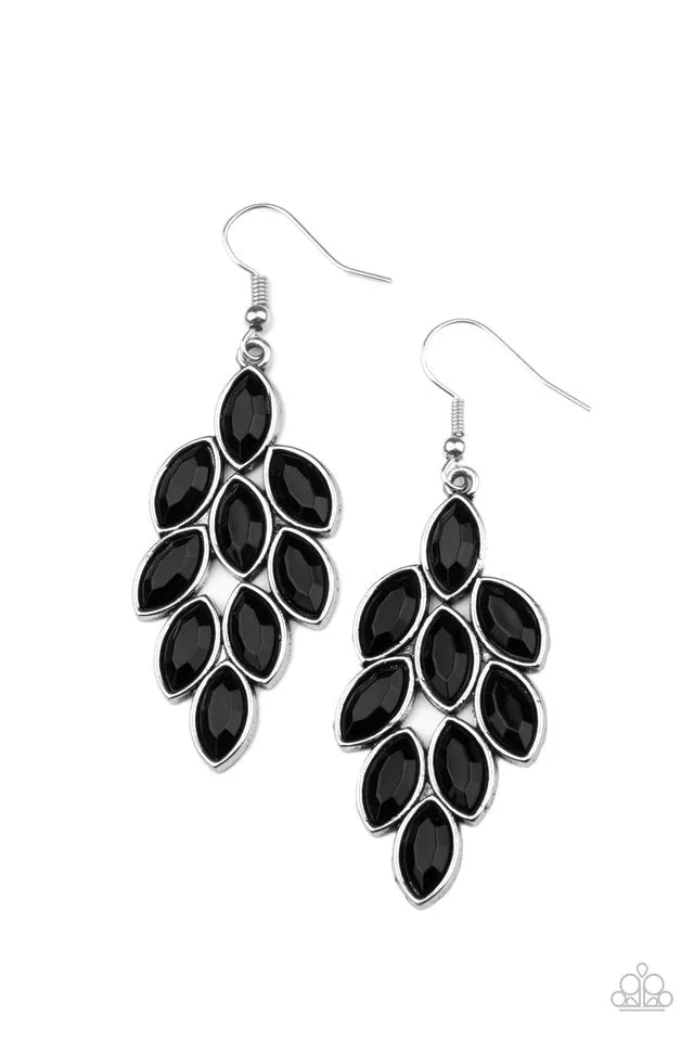 Paparazzi Earring ~ Flamboyant Foliage - Black