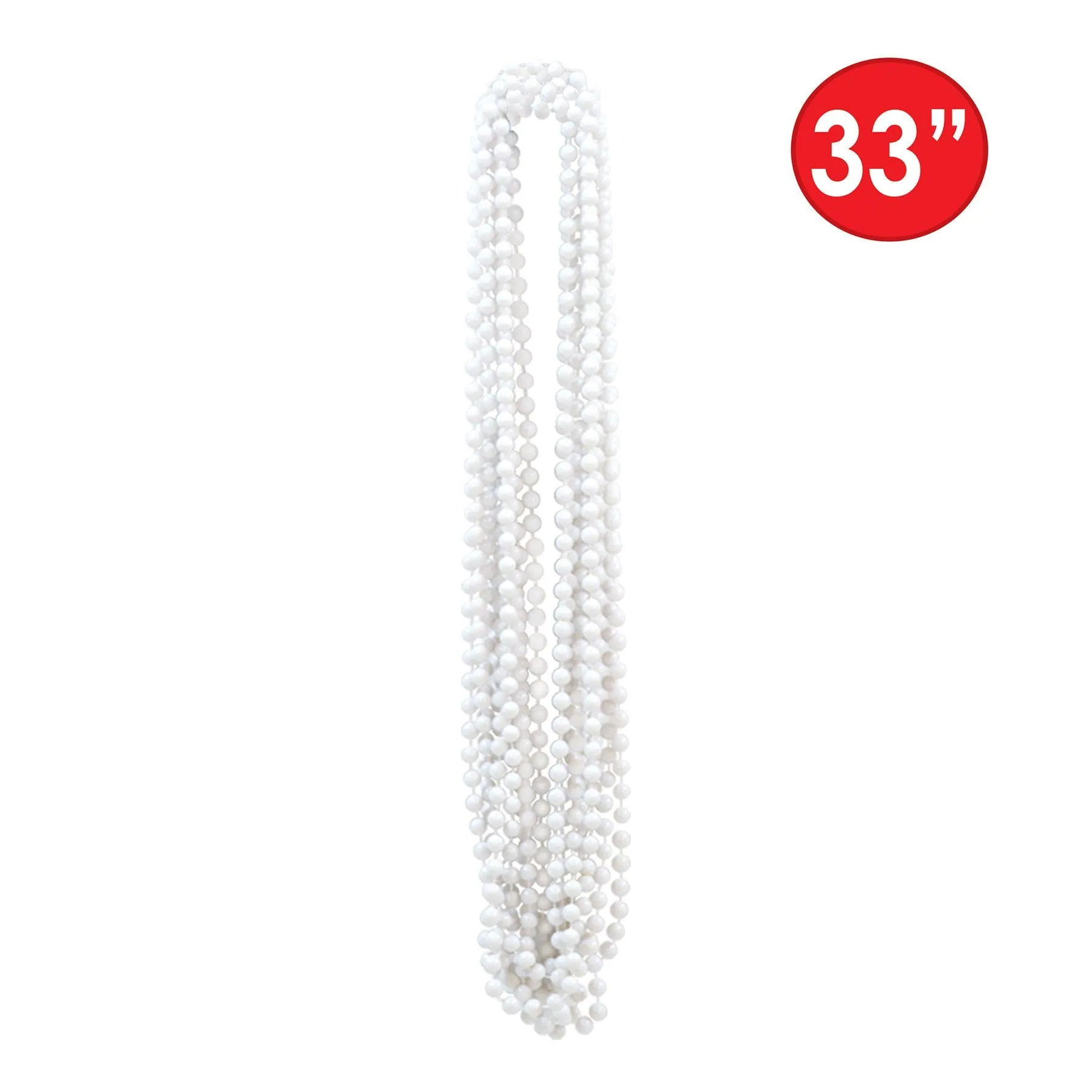 Party Bead Necklaces - Small Round white (12 per Package)