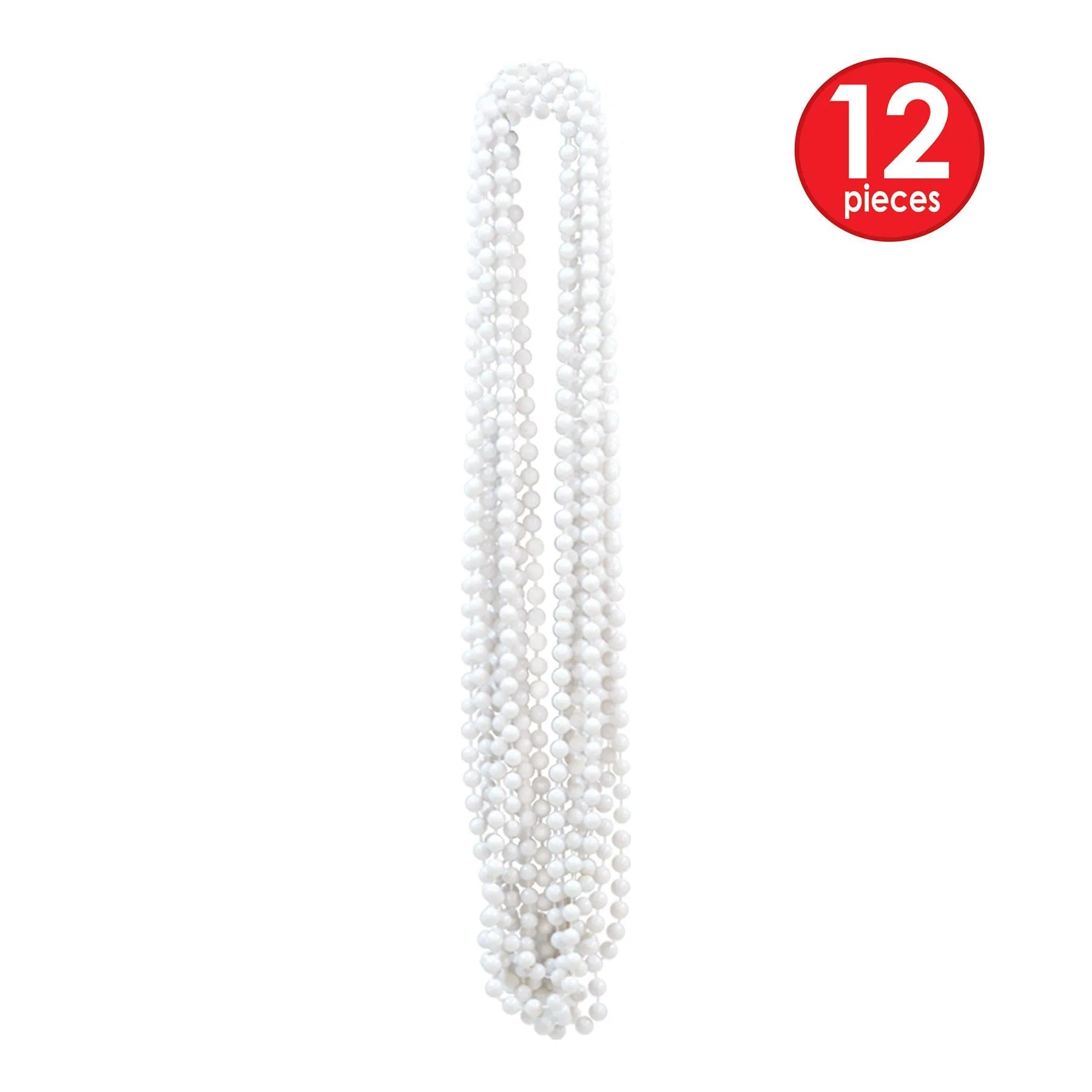 Party Bead Necklaces - Small Round white (12 per Package)