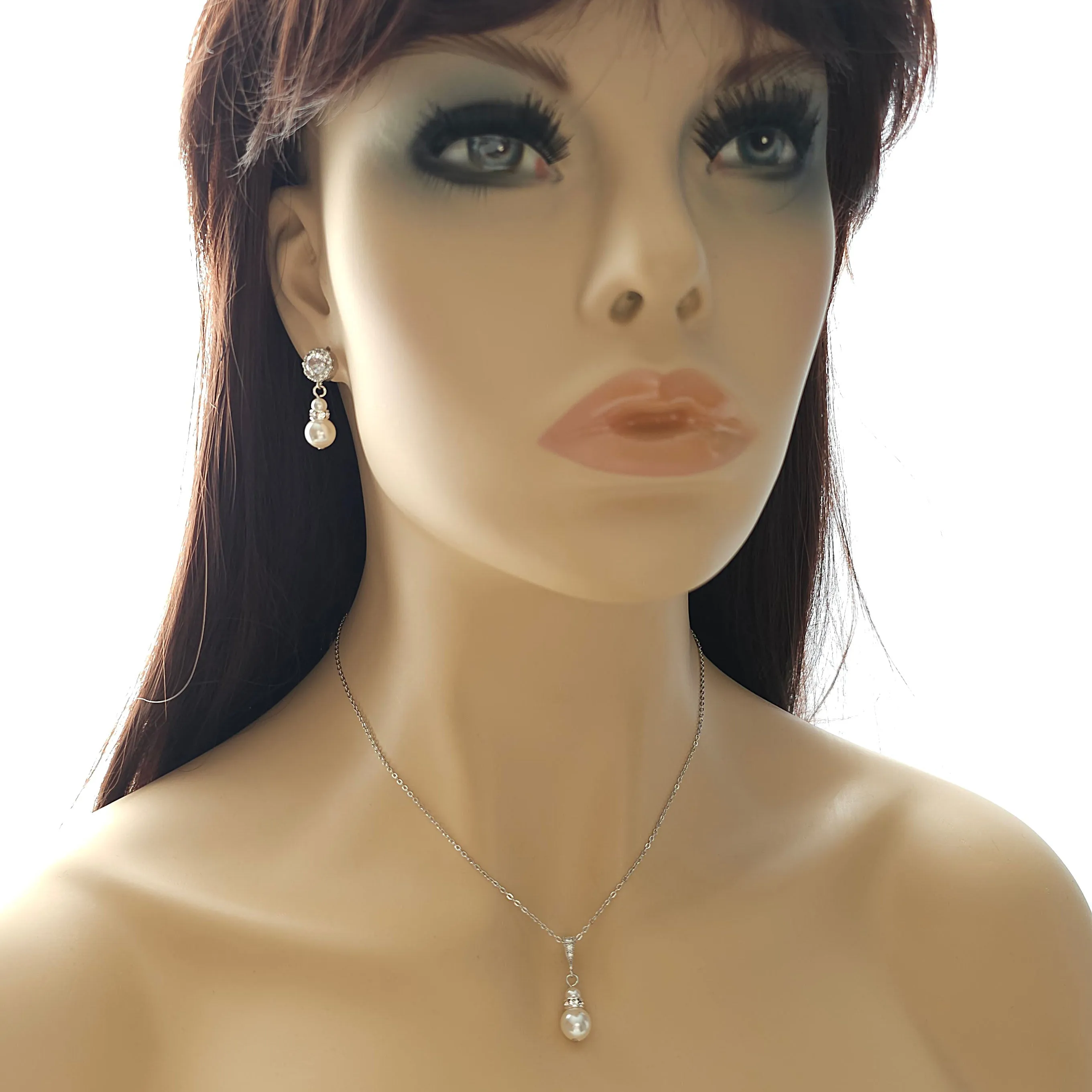 Pearl Jewelry Set in Gold for Brides and Bridesmaids-AVA