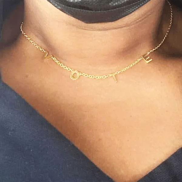"VOTE" Letter Necklace (Stainless Steel)