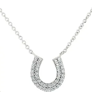 Rhodium & CZ Horseshoe Necklace