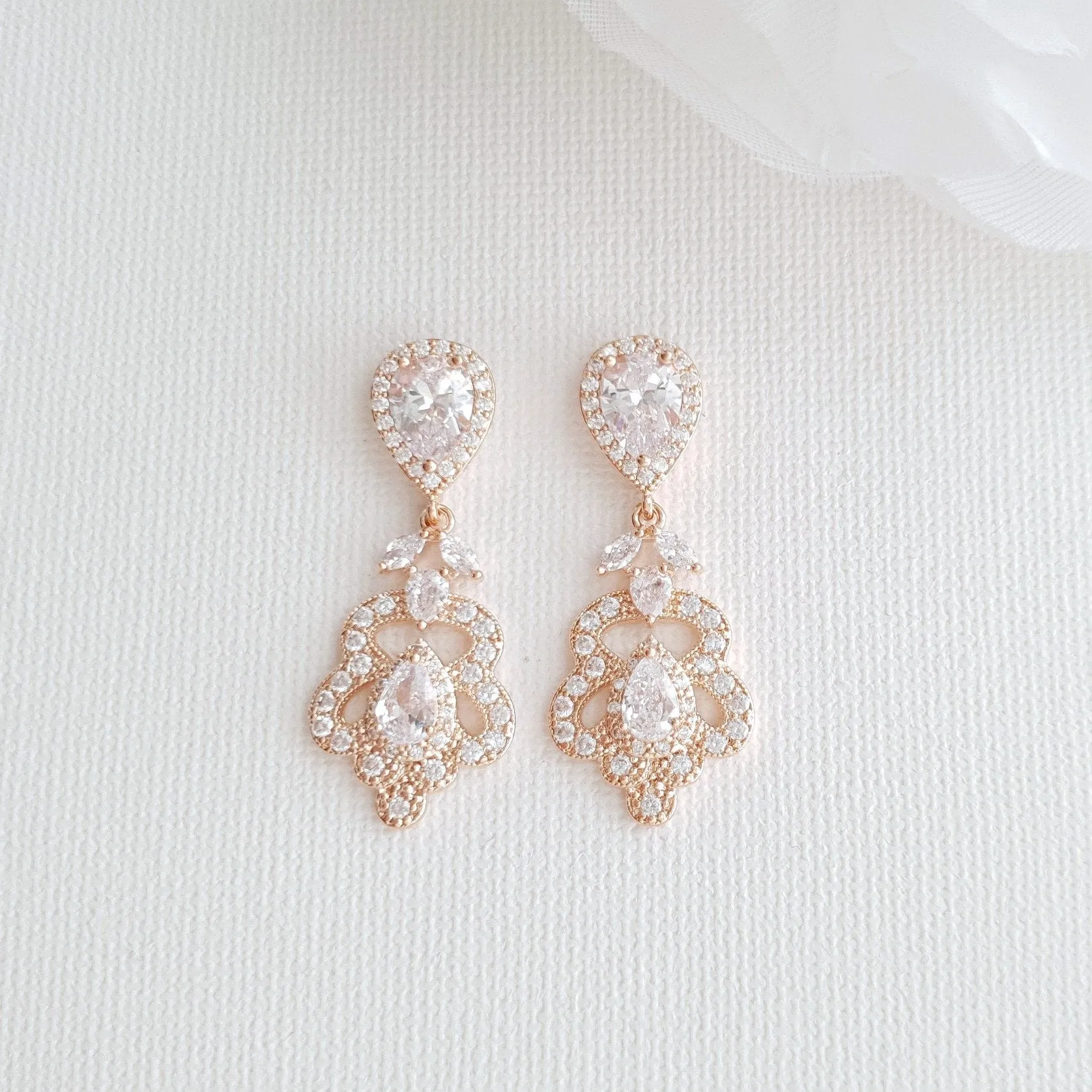 Rose Gold Vintage Bridal Jewelry Set- Norma