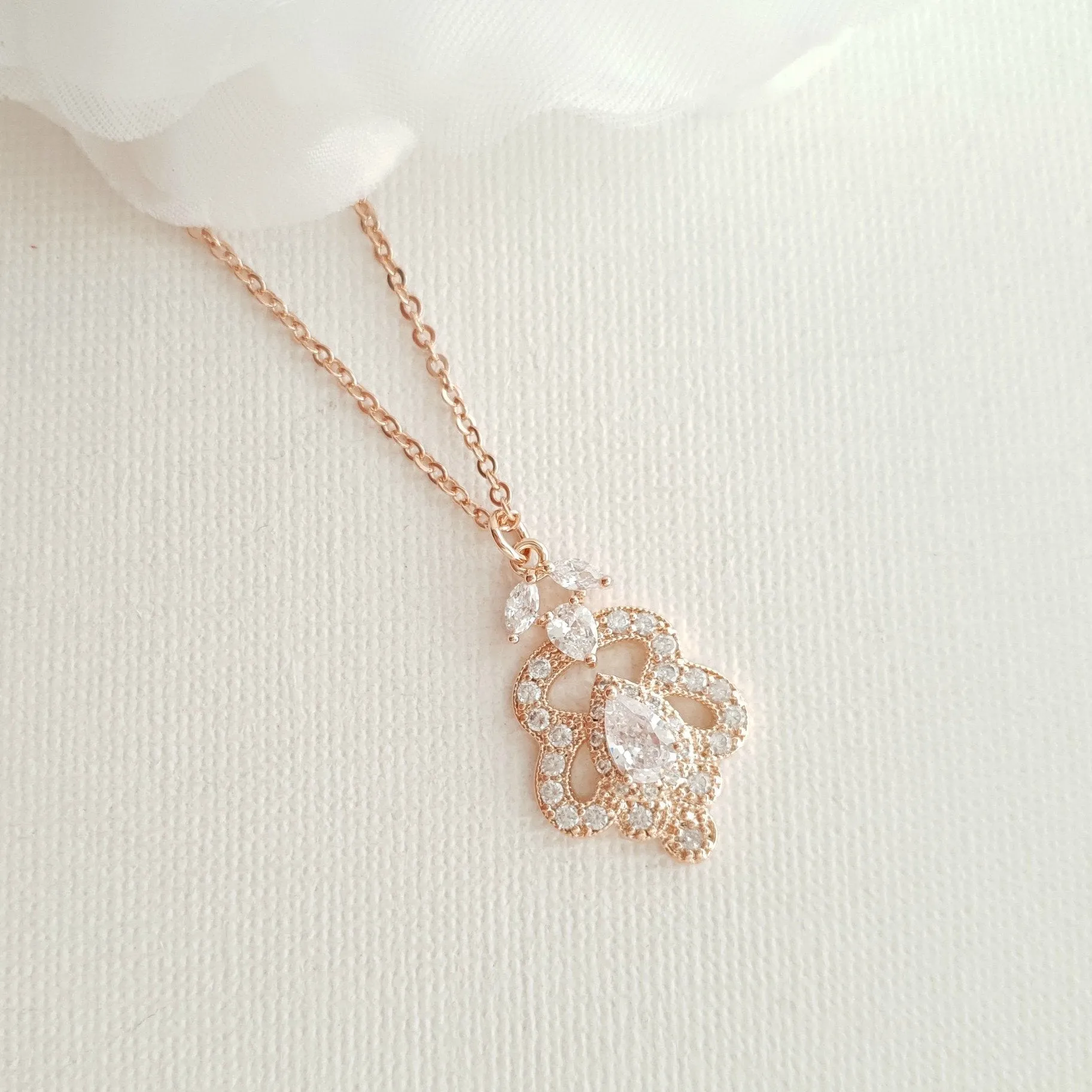 Rose Gold Vintage Bridal Jewelry Set- Norma