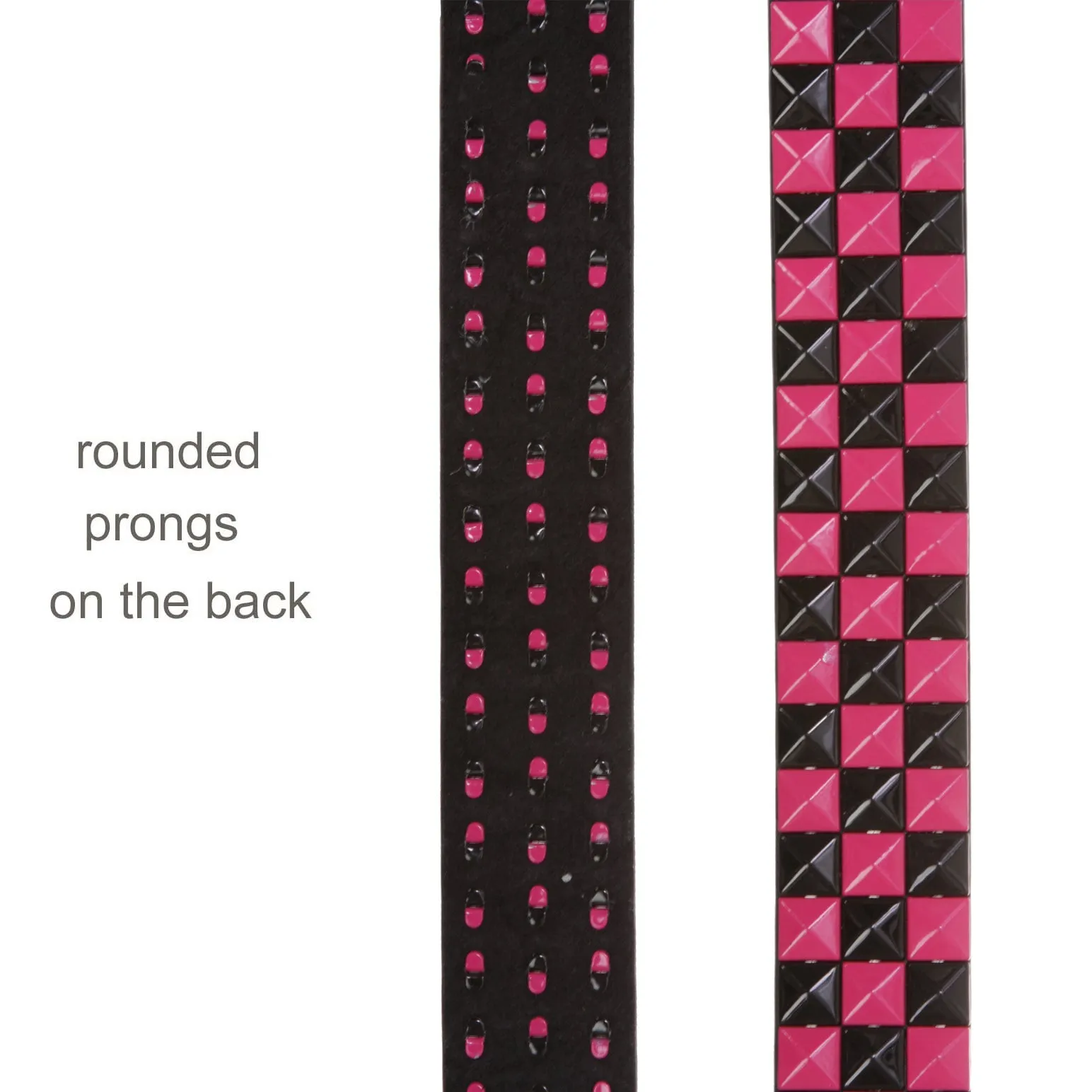 Snap On 1 1/2" Fuchsia & Black Checkerboard Punk Rock Studded Belt