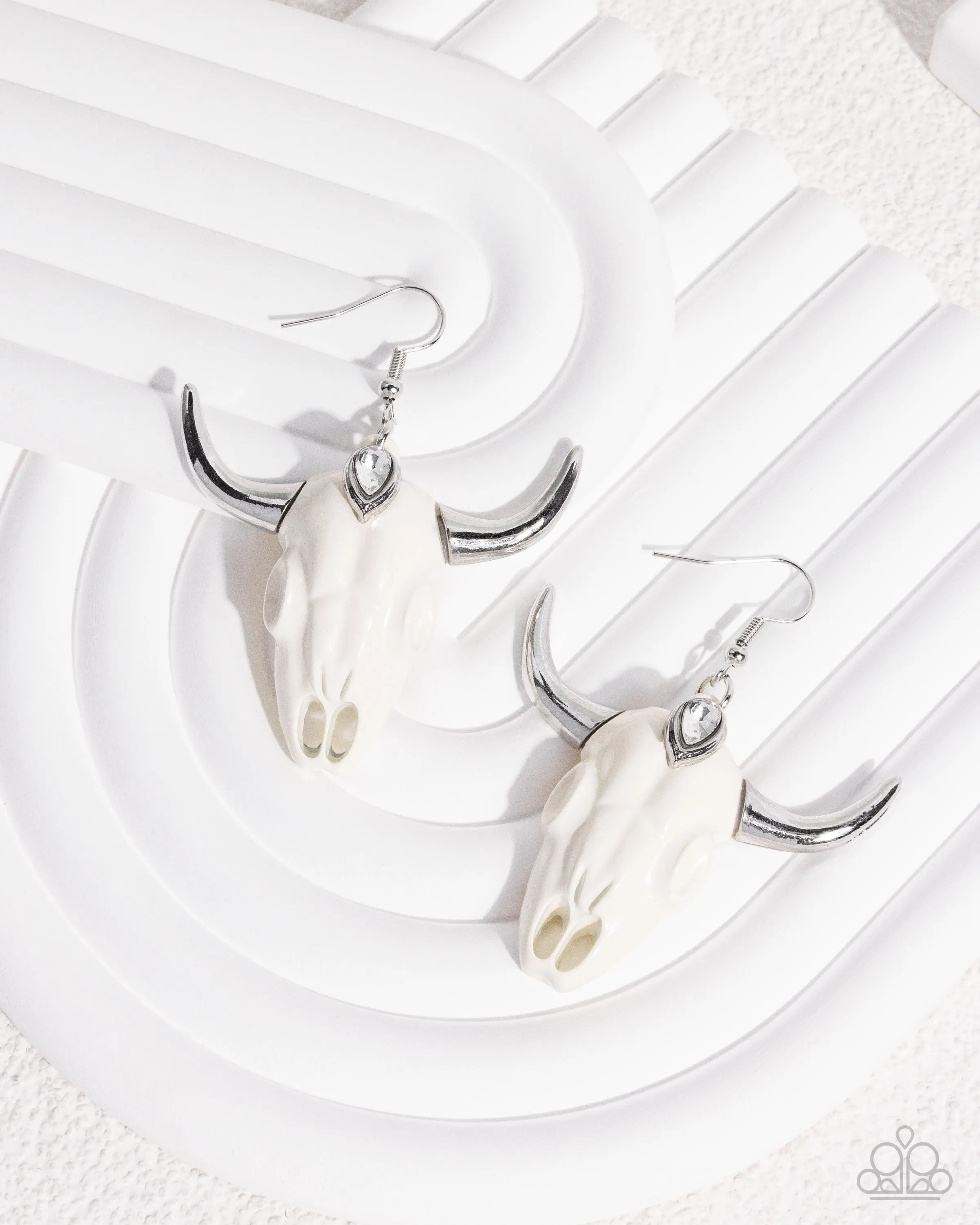 Southwestern Skull - White Earrings