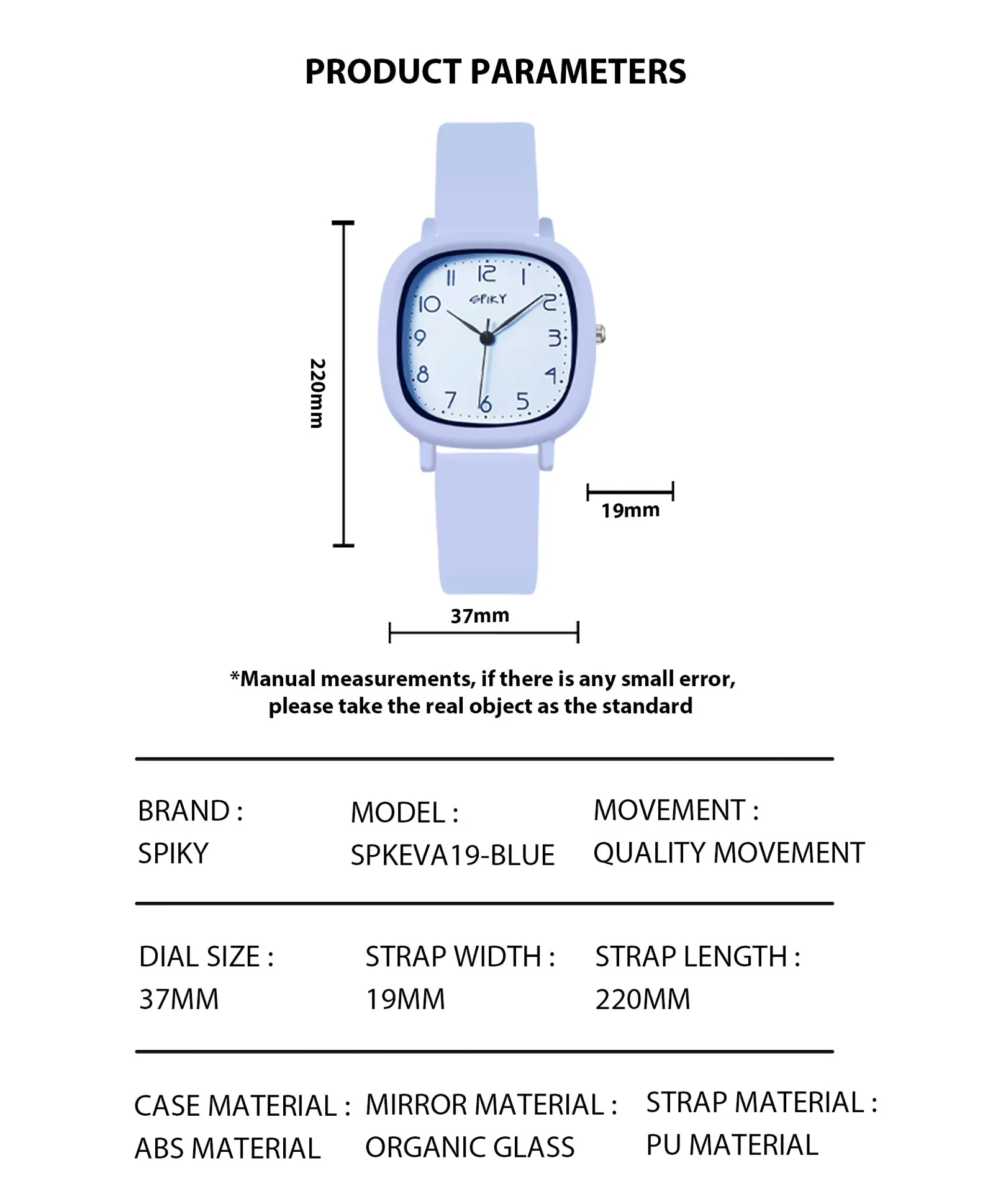Spiky Eva19 Square Analog Watch for Kids - Brown