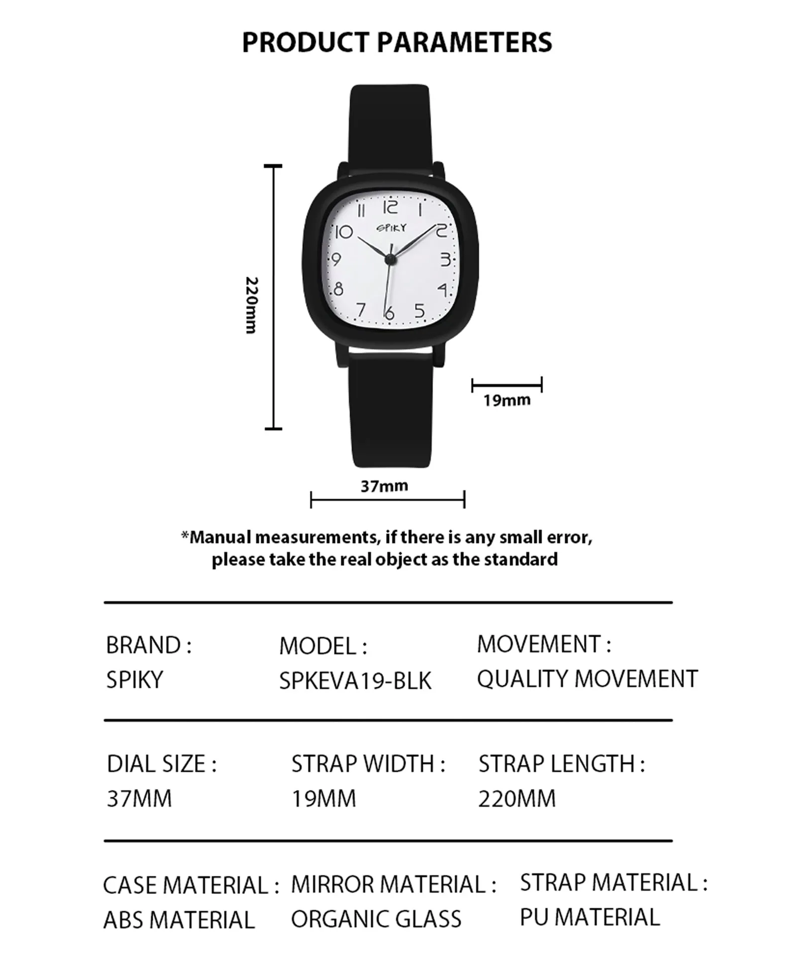 Spiky Eva19 Square Analog Watch for Kids - Brown