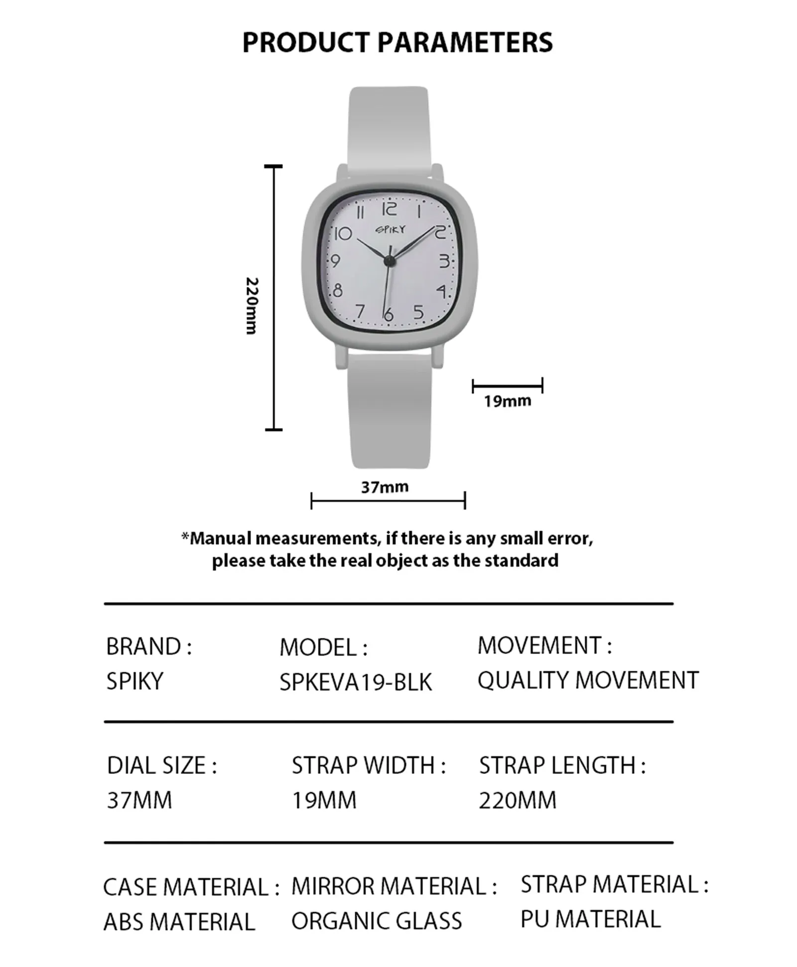 Spiky Eva19 Square Analog Watch for Kids - Brown