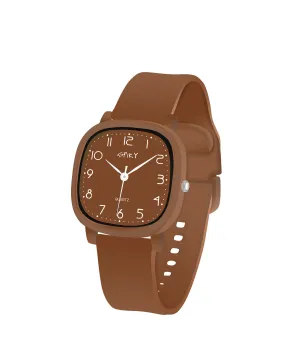 Spiky Eva19 Square Analog Watch for Kids - Brown