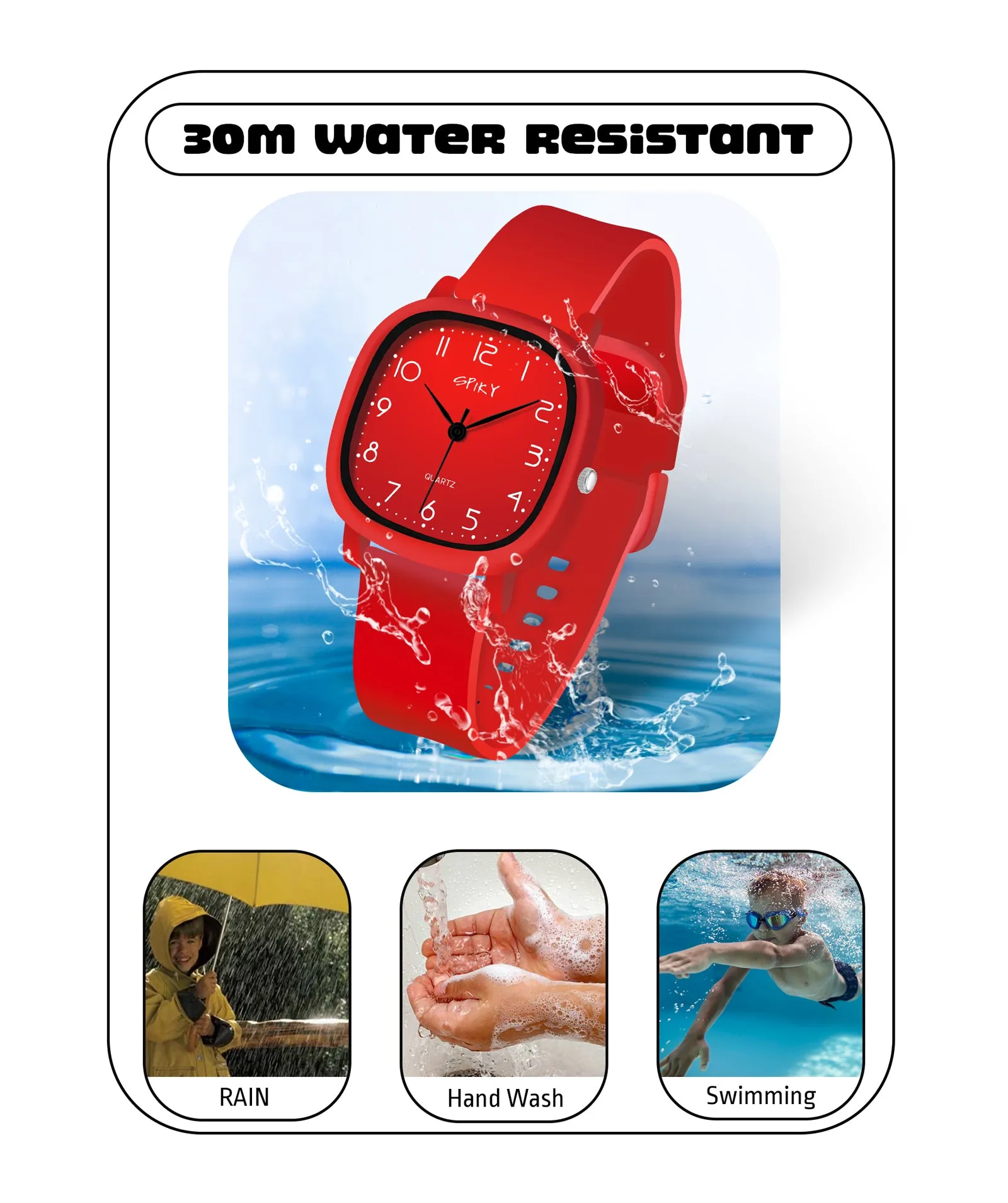 Spiky Eva19 Square Analog Watch for Kids - Brown