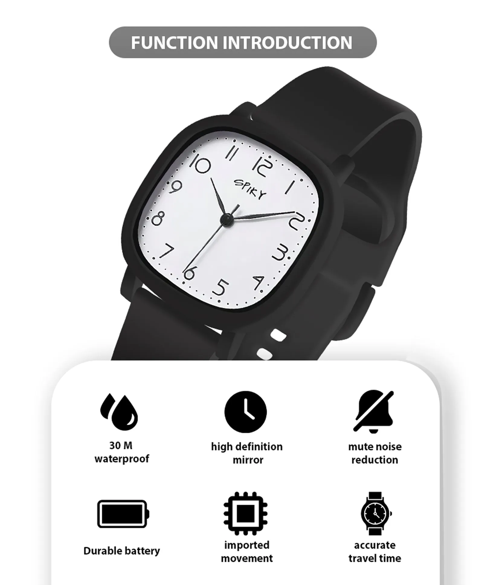 Spiky Eva19 Square Analog Watch for Kids - Brown