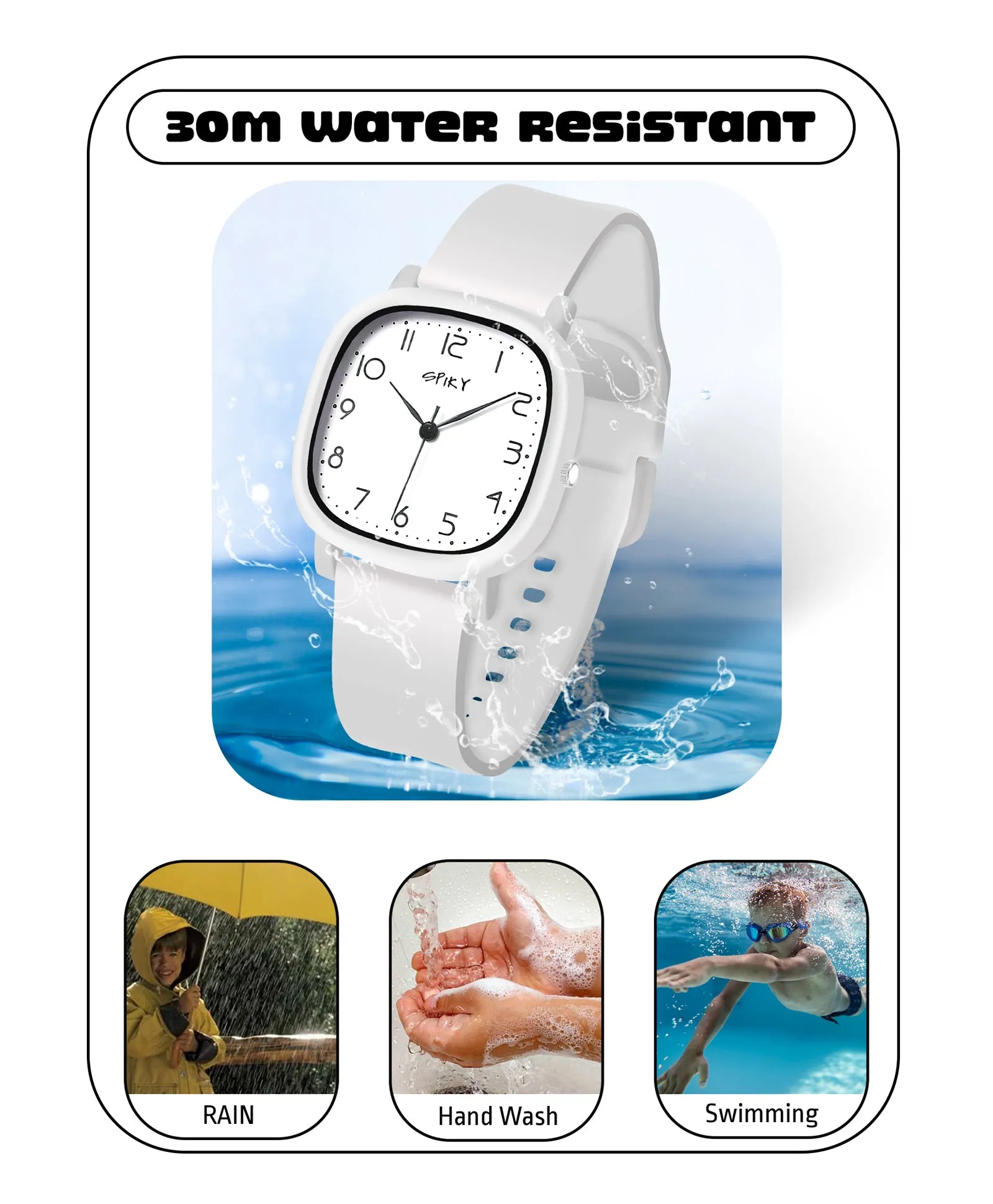 Spiky Eva19 Square Analog Watch for Kids - Brown