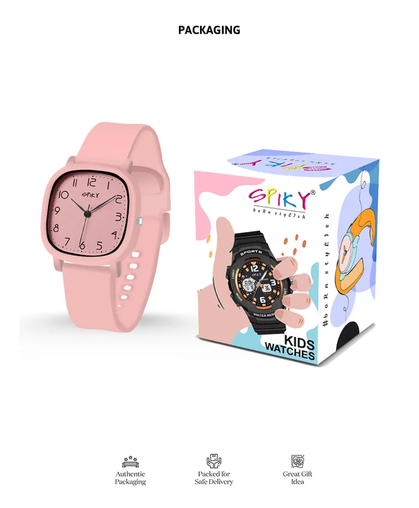 Spiky Eva19 Square Analog Watch for Kids - Brown