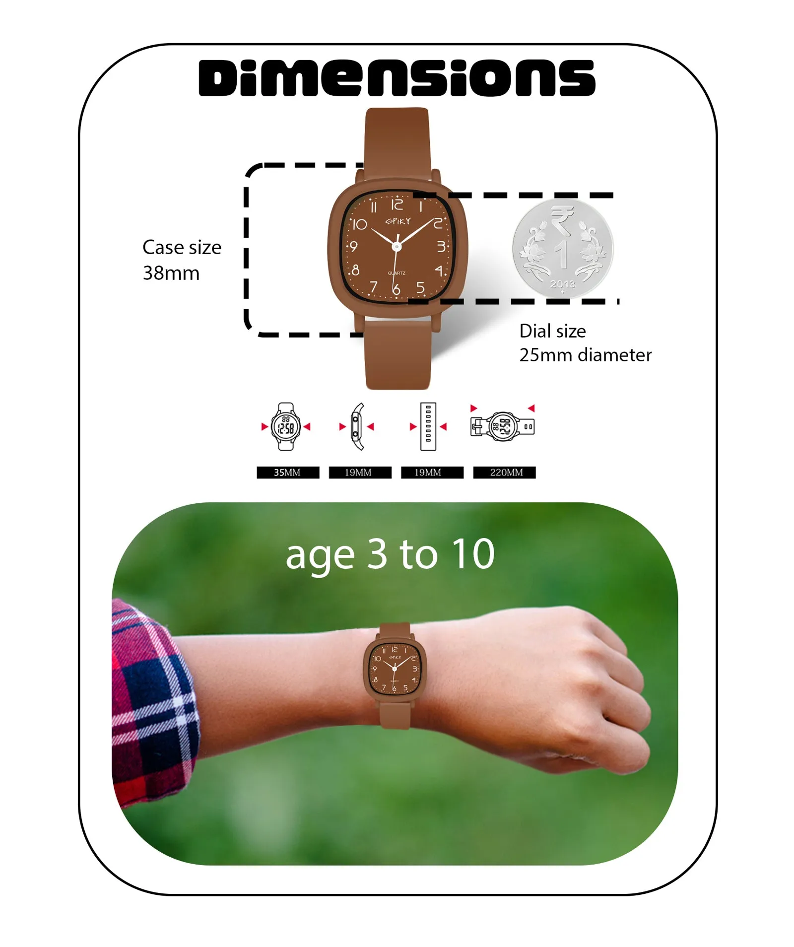 Spiky Eva19 Square Analog Watch for Kids - Green