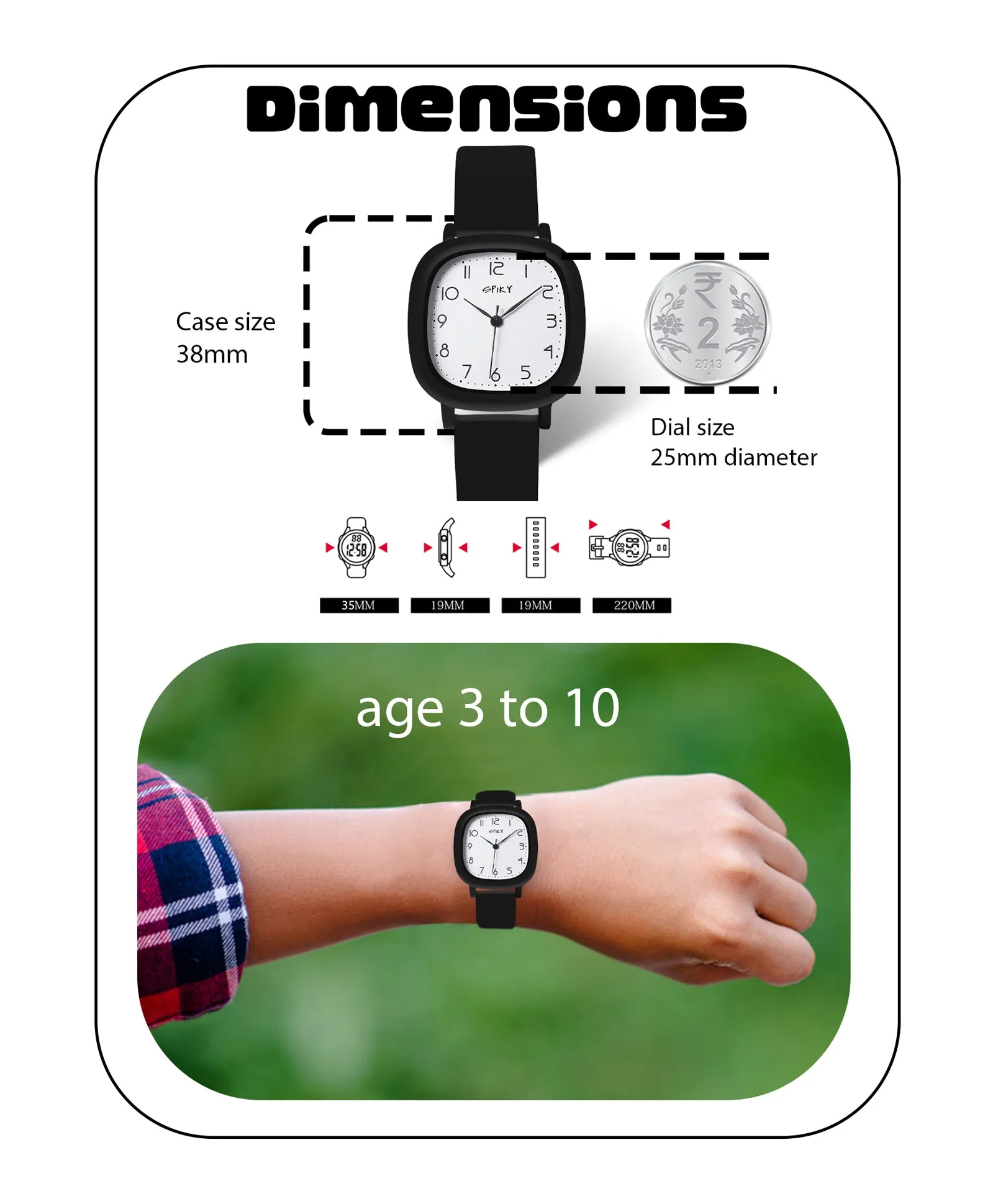 Spiky Eva19 Square Analog Watch for Kids - Green