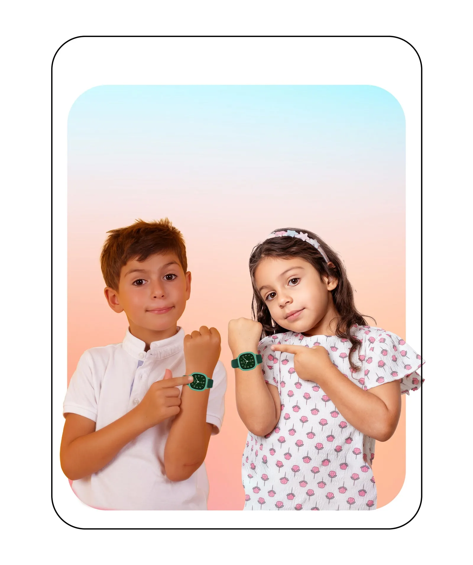 Spiky Eva19 Square Analog Watch for Kids - Green