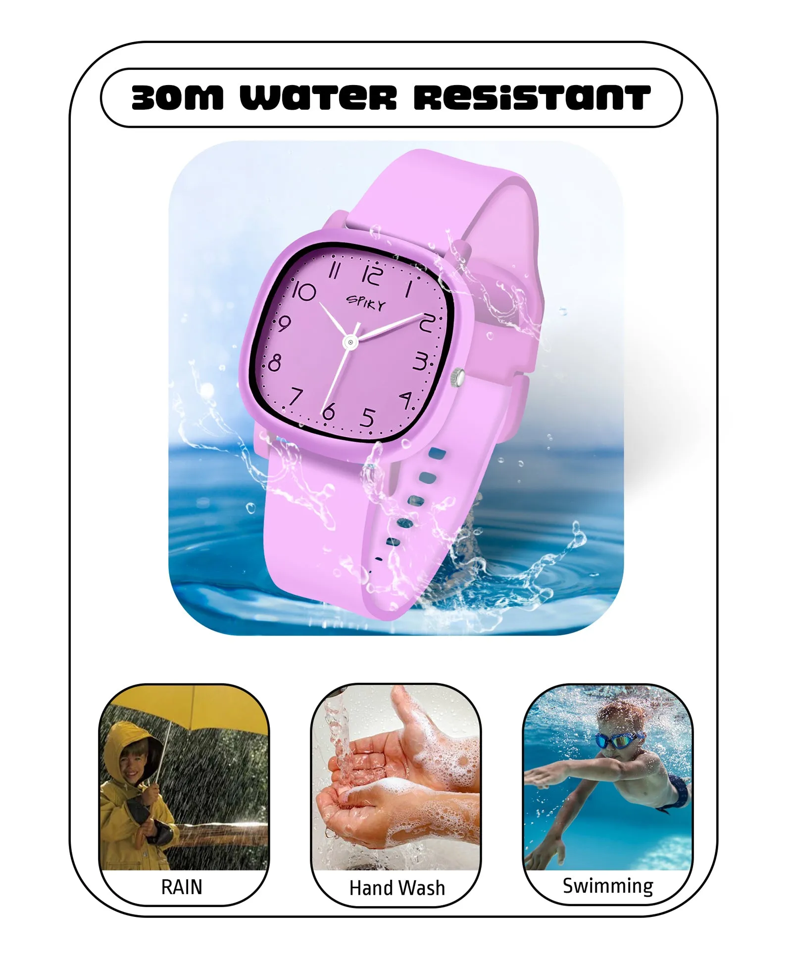 Spiky Eva19 Square Analog Watch for Kids - Green