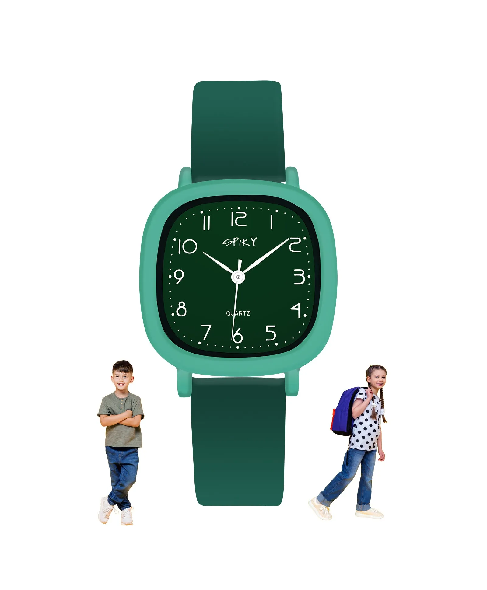 Spiky Eva19 Square Analog Watch for Kids - Green