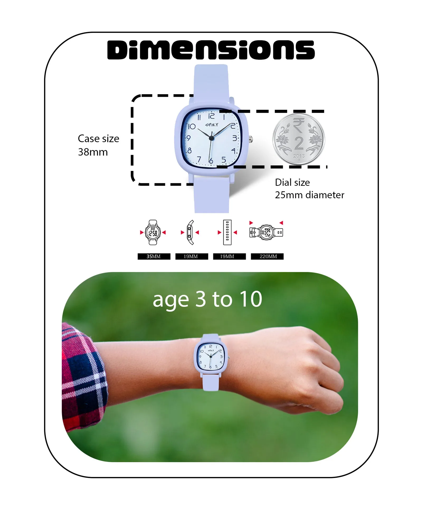 Spiky Eva19 Square Analog Watch for Kids - Green