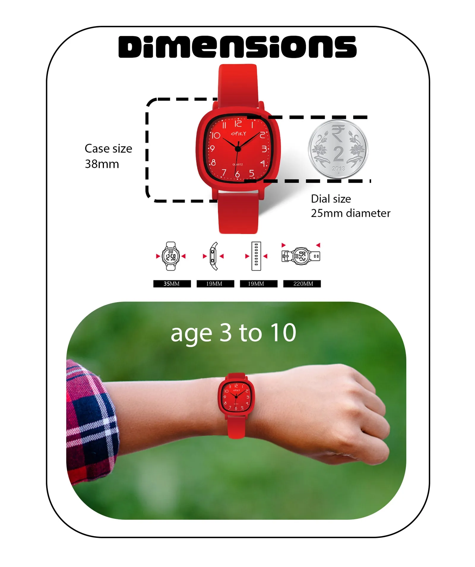 Spiky Eva19 Square Analog Watch for Kids - Green