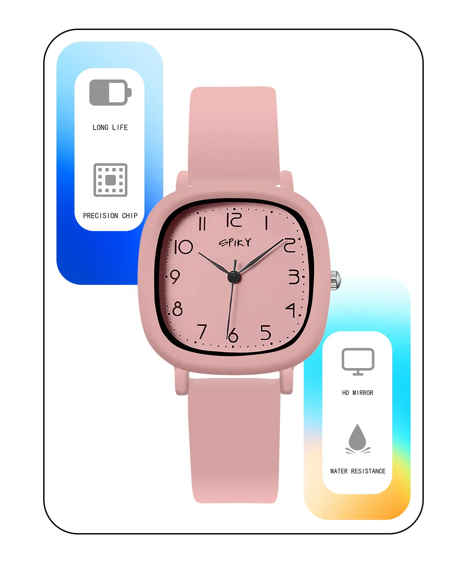 Spiky Eva19 Square Analog Watch for Kids - Green