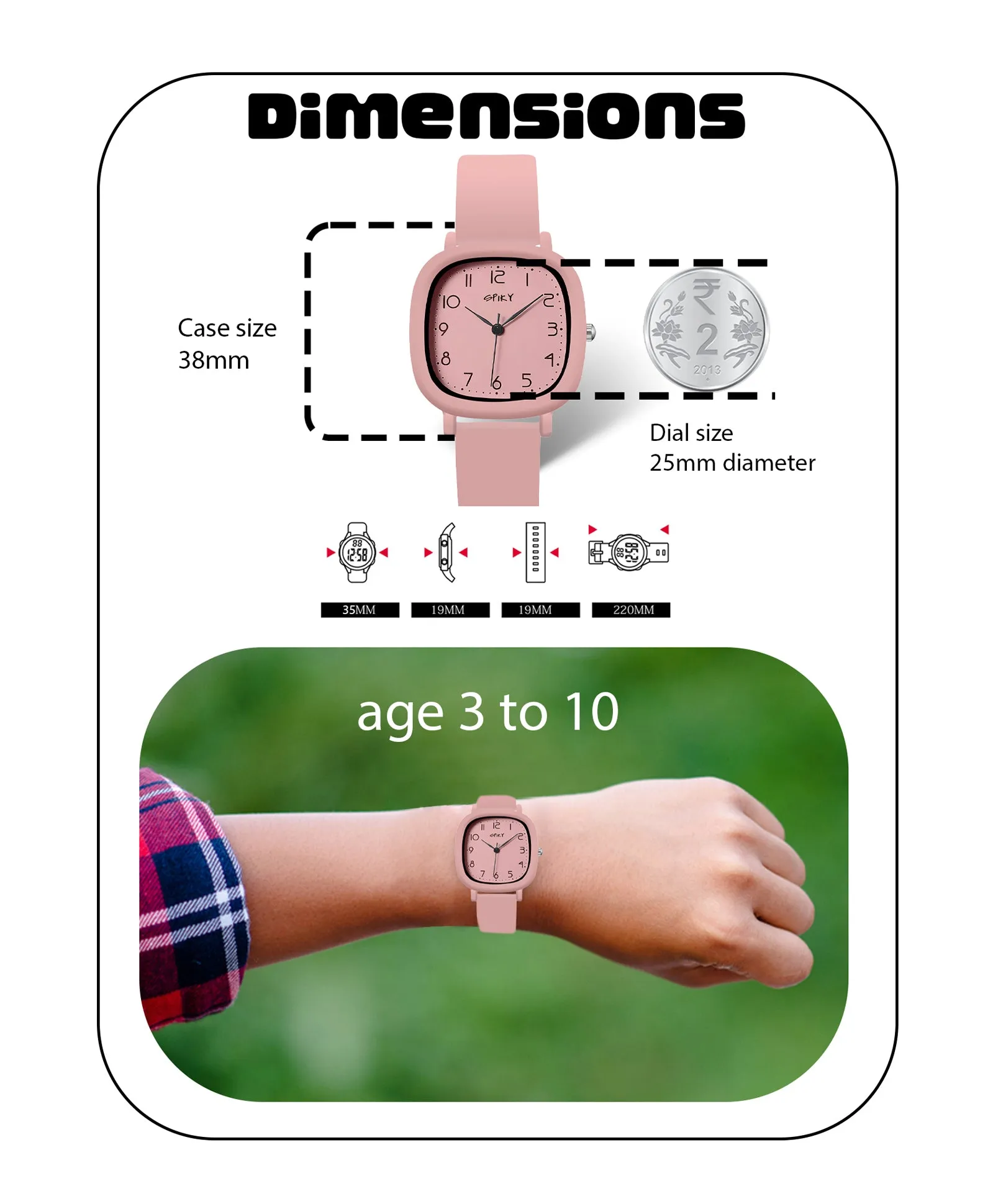 Spiky Eva19 Square Analog Watch for Kids - Green