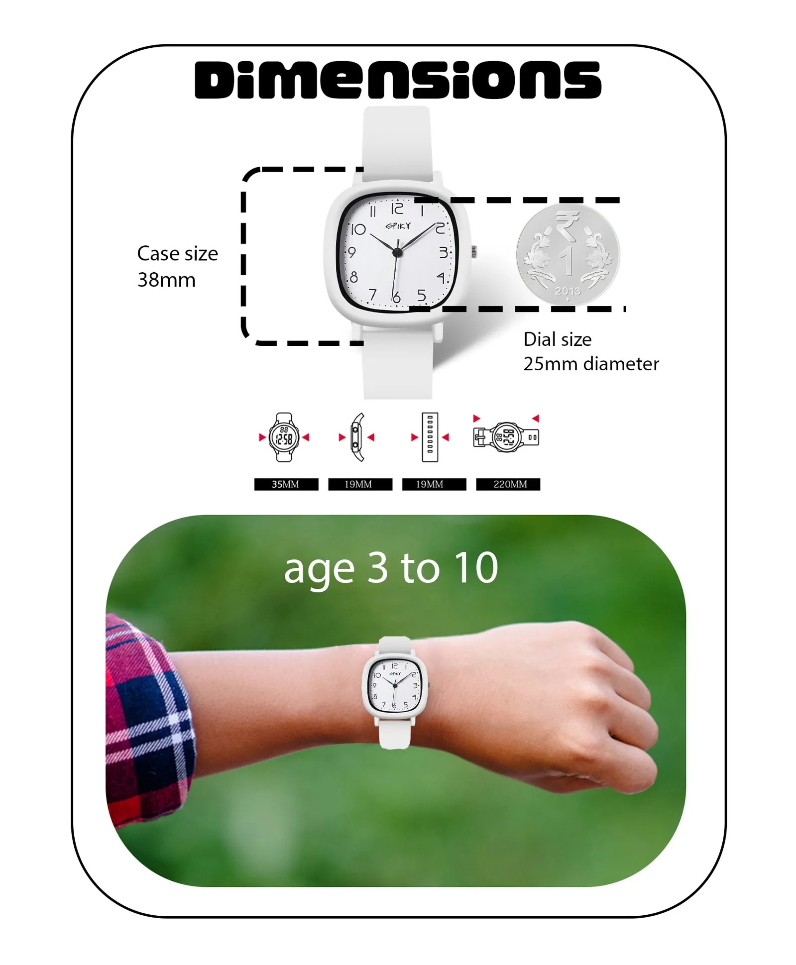 Spiky Eva19 Square Analog Watch for Kids - Green