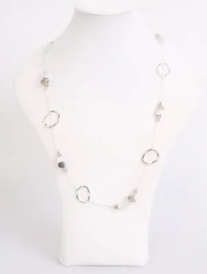 Square and Stone with circles large Lagenlook Necklace